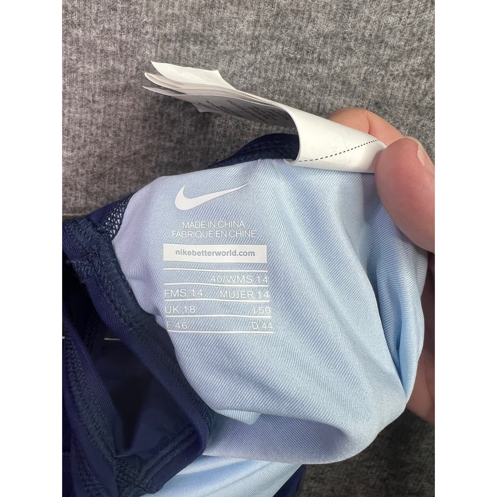 Nike Womens One Piece Swimsuit Navy Blue Racerback Training TESS0050 Size 14 - Picture 5 of 7